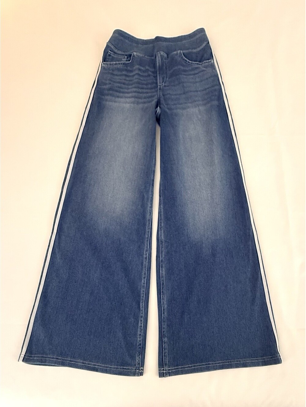 Halara Flex Wide Leg Side Stripe Jeans Women’s M Petite Blue NWT